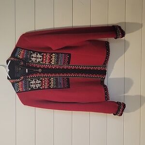 ICELANDIC DESIGN CARDIGAN  SMALL  RED/MULTI